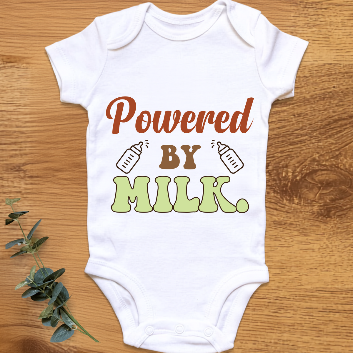 Powered By Milk baby onesie by By Delilah