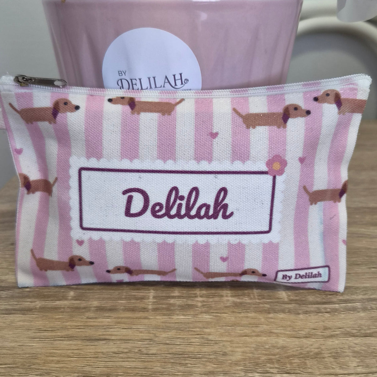 Sausage Dog Name Pouch | Personalised Dachshund Makeup Bag