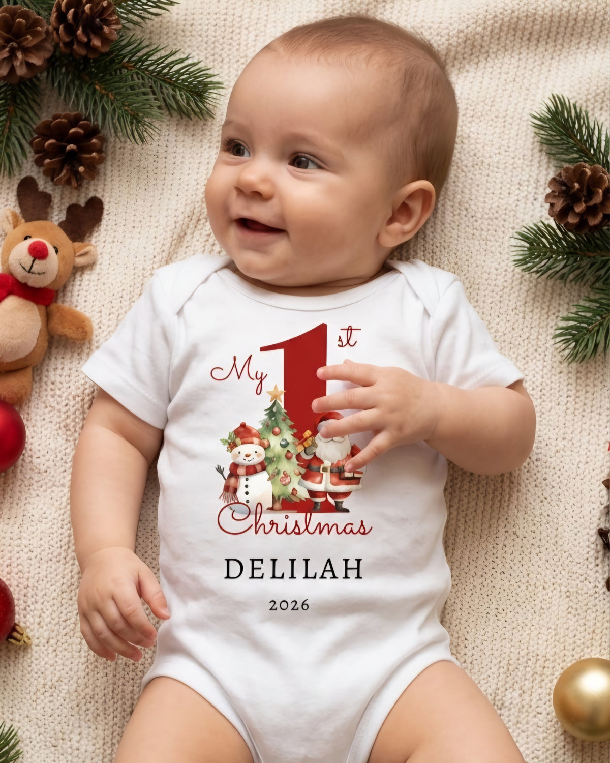 Personalised My 1st Christmas Santa Baby Bodysuit