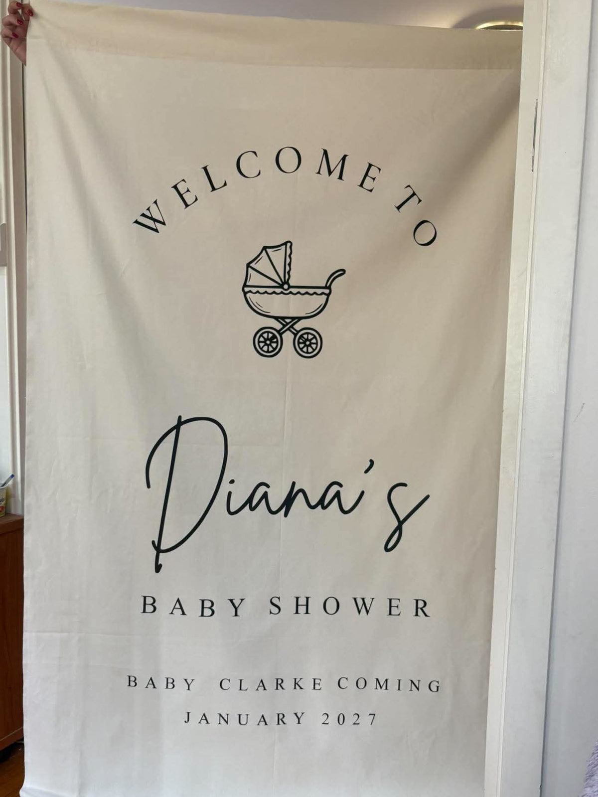 Personalised Fabric Welcome Sign | 1.1m Wide | Baby Shower, Christening & Event Banner