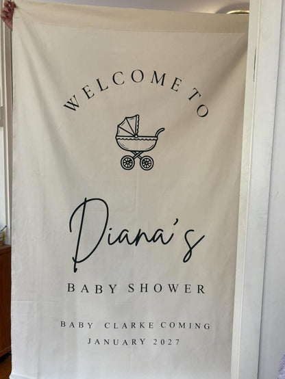 Personalised Fabric Welcome Sign | 1.1m Wide | Baby Shower, Christening & Event Banner