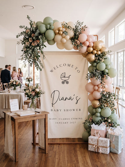 Personalised Fabric Welcome Sign | 1.1m Wide | Baby Shower, Christening & Event Banner