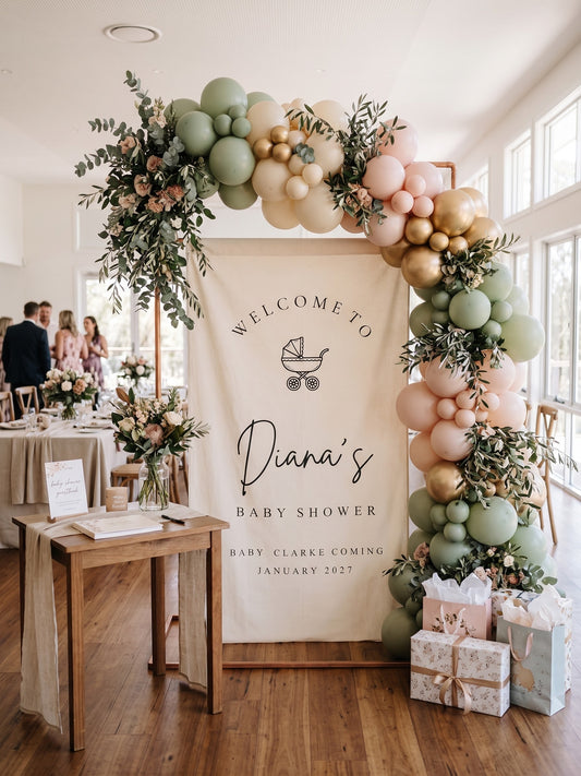 Personalised Fabric Welcome Sign | 1.1m Wide | Baby Shower, Christening & Event Banner