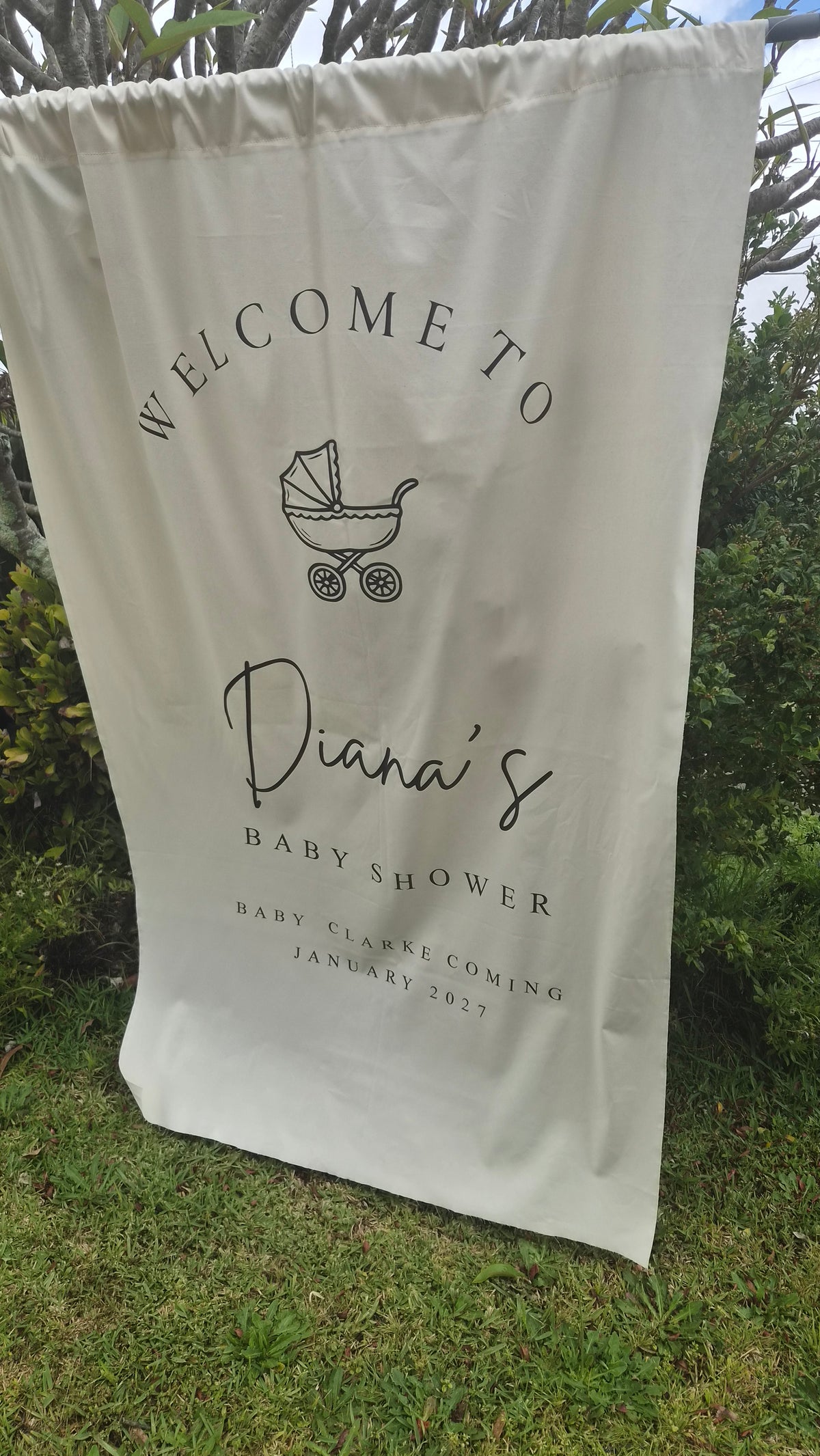 Personalised Fabric Welcome Sign | 1.1m Wide | Baby Shower, Christening & Event Banner