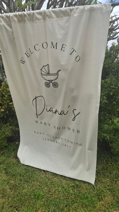 Personalised Fabric Welcome Sign | 1.1m Wide | Baby Shower, Christening & Event Banner