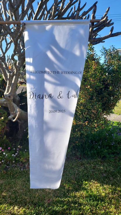 Personalised Wedding Welcome Sign | 1.1m Wide Fabric Banner