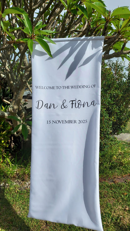 Personalised Wedding Welcome Sign | 1.1m Wide Fabric Banner