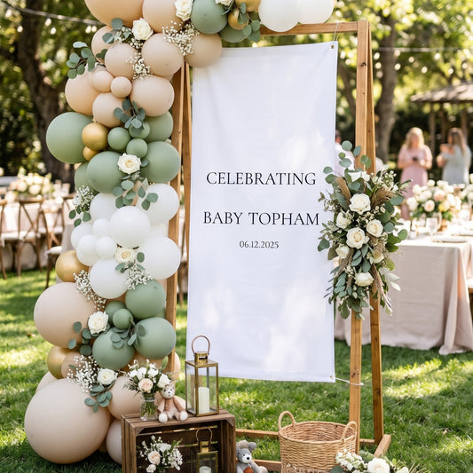 Personalised 'Celebrating Baby' Sign | 1.1m Wide Fabric Banner