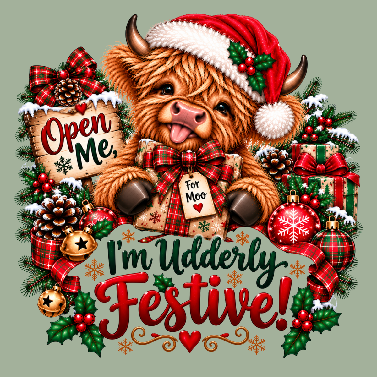 I'm Udderly Festive Highland Cow Christmas