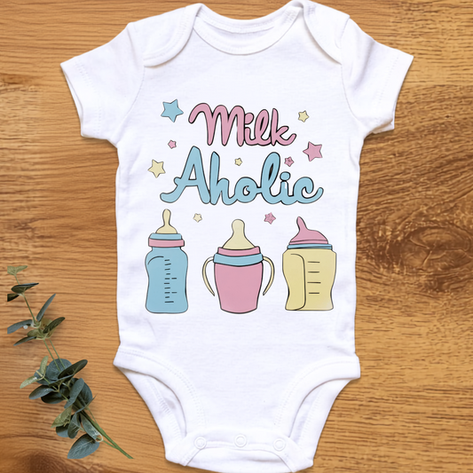 Milk Aholic baby onesie by By Delilah