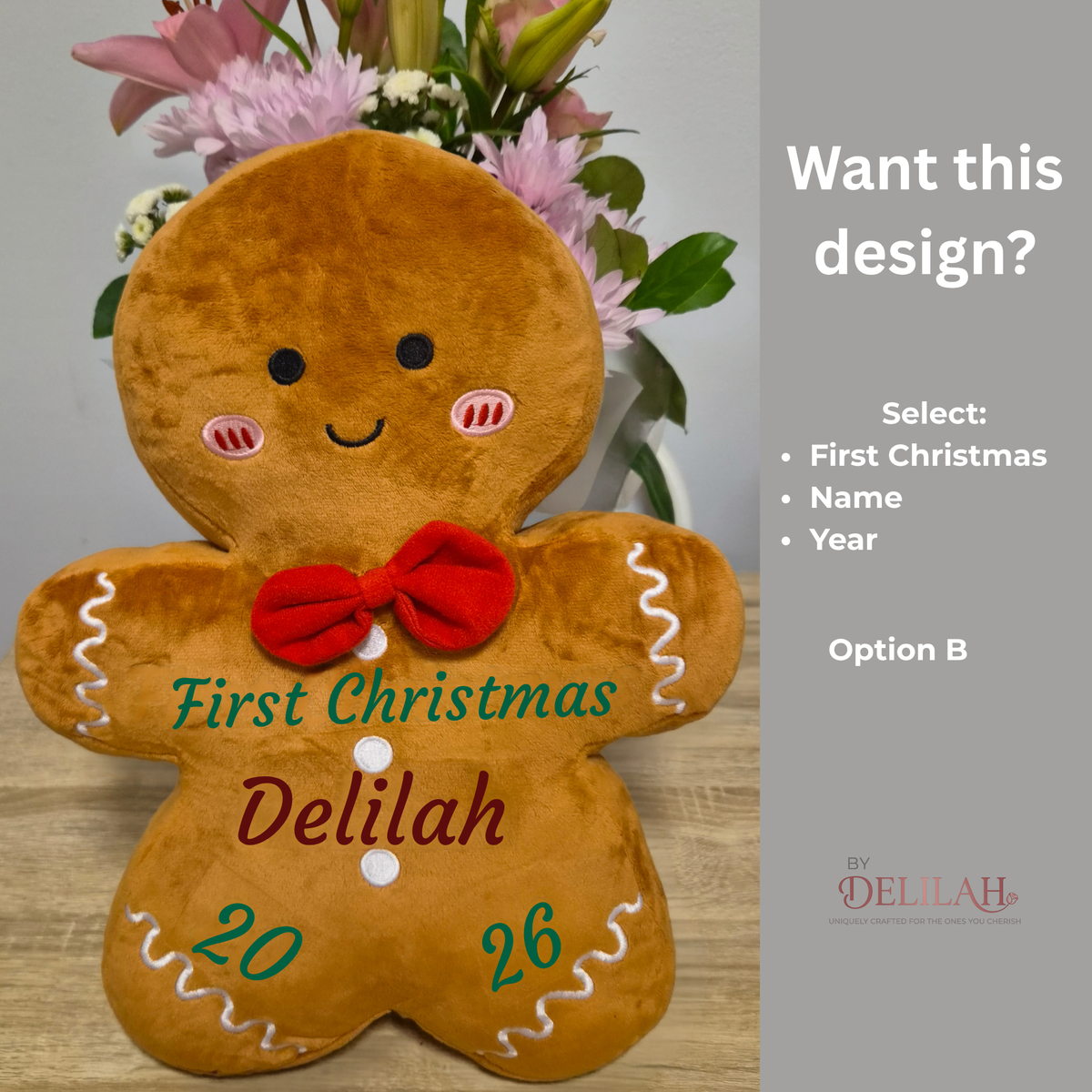 Personalised Christmas Gingerbread Man - 40cm Tall