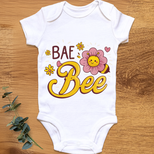 Bae Bee baby girl onesie by By Delilah