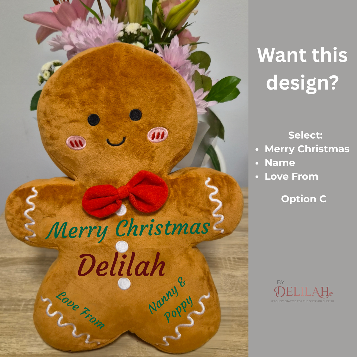 Personalised Christmas Gingerbread Man - 40cm Tall