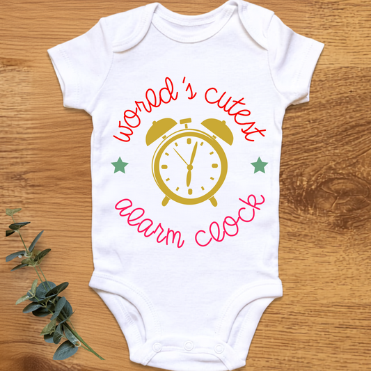 World's Cutest Alarm Clock baby onesie by By Delilah