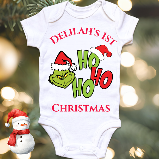Ho Ho 1st Christmas personalised baby onesie by By Delilah