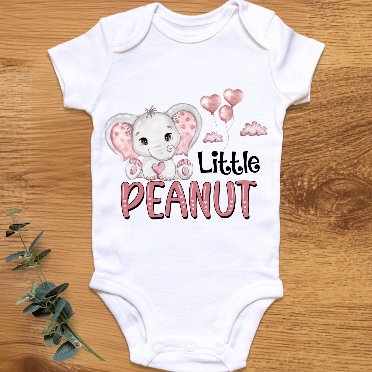 Little Peanut baby girl onesie by By Delilah
