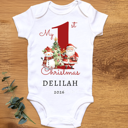 Personalised My 1st Christmas Santa baby bodysuit by By Delilah