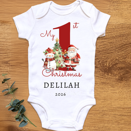 Personalised My 1st Christmas Santa baby bodysuit by By Delilah