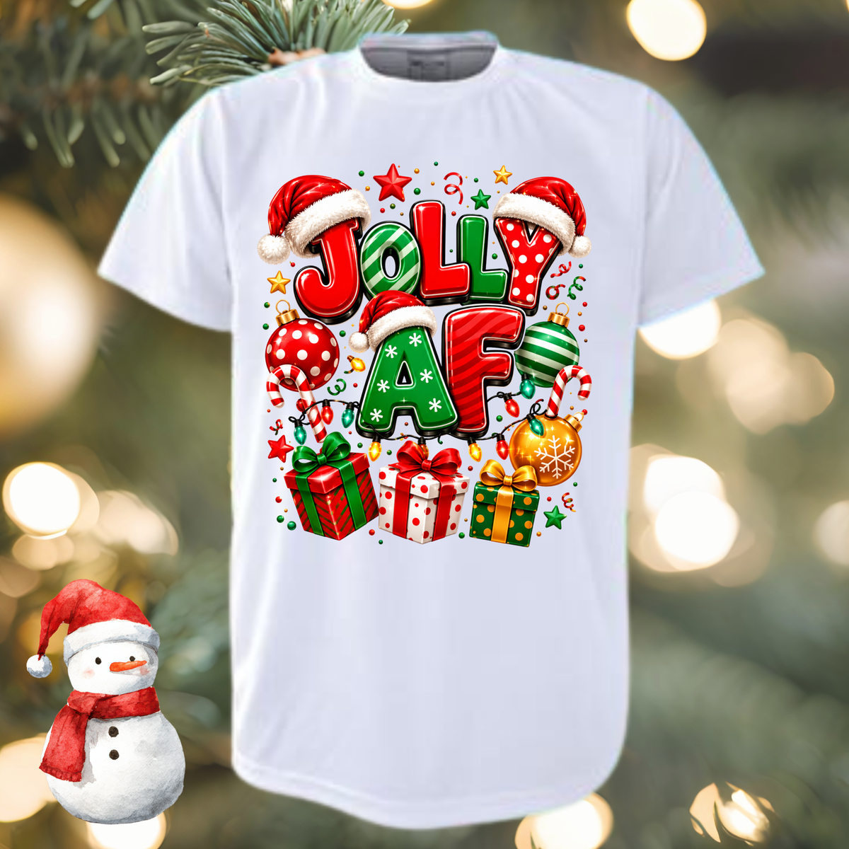 Adults Jolly AF Christmas tee by By Delilah