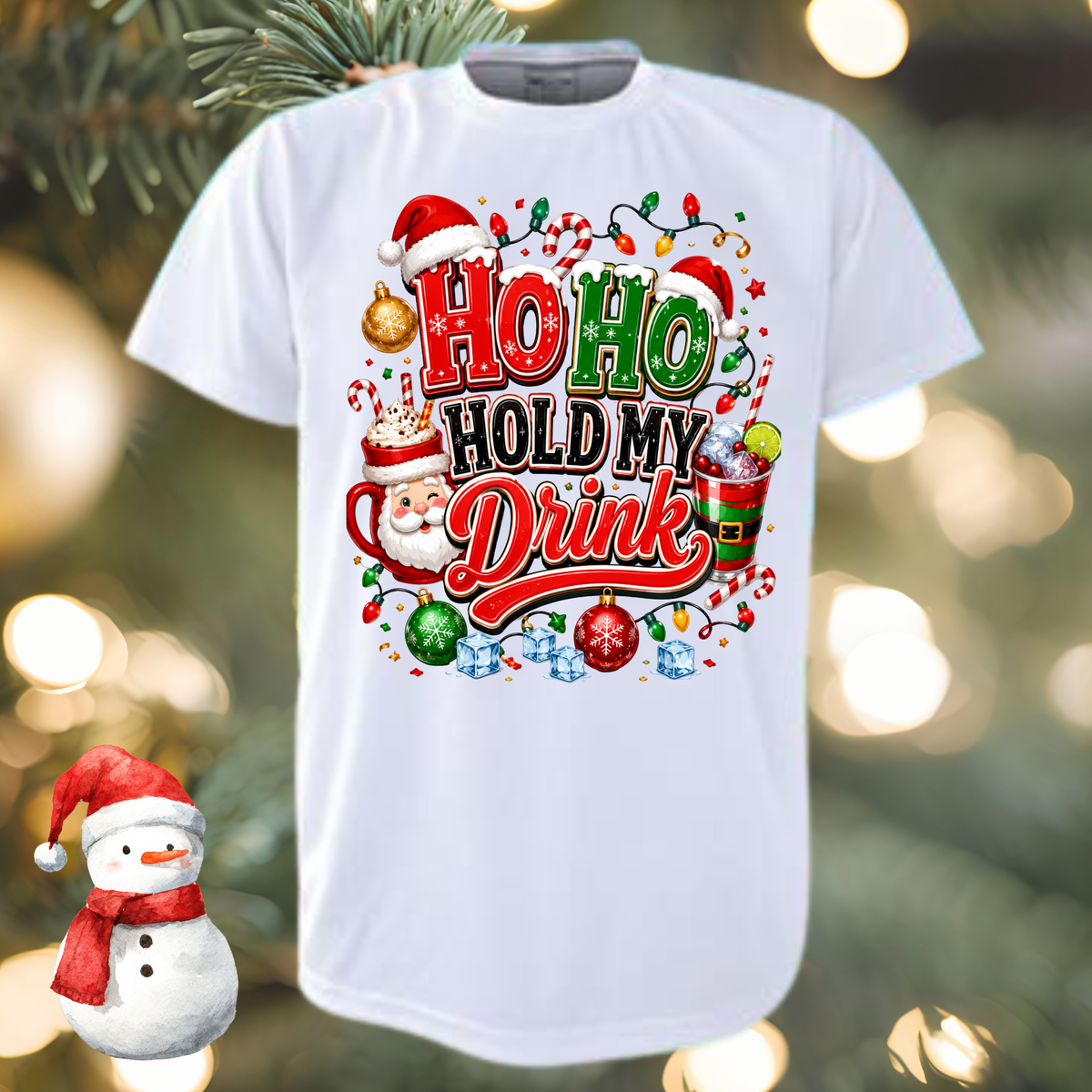 Ho Ho Hold My Drink Christmas tee by By Delilah