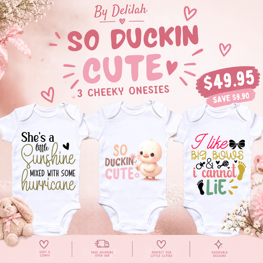 So Duckin' Cute 3 piece baby onesie set by By Delilah