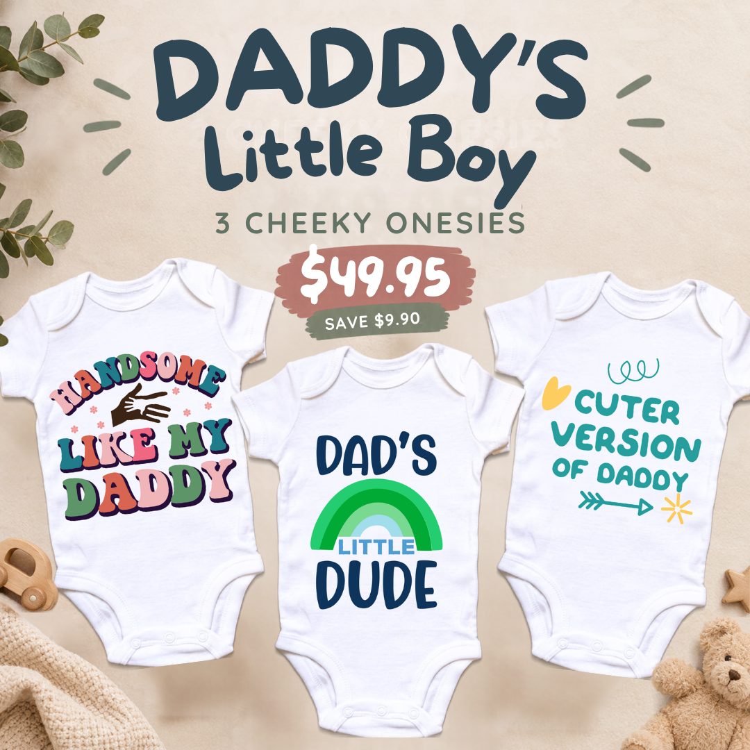Daddy's Little Boy 3 piece baby onesie set by By Delilah