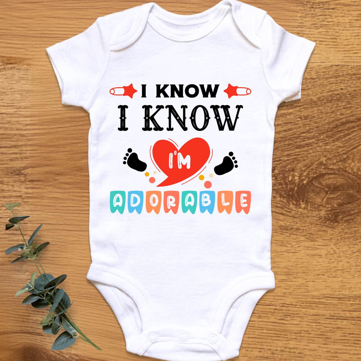 I Know, I'm Adorable baby boy onesie by By Delilah
