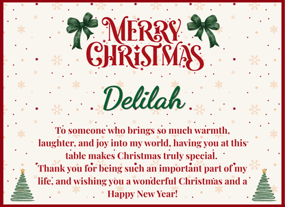 Personalised Family Christmas Placemat