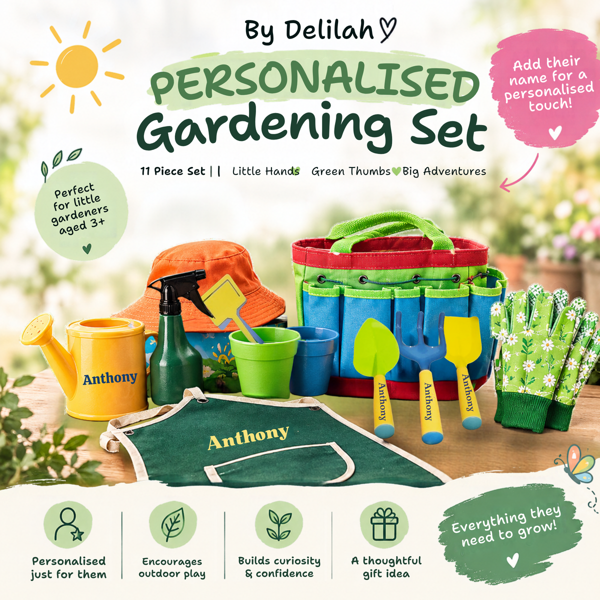 11 Piece Personalised Gardening Set