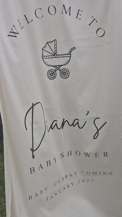Personalised Fabric Welcome Sign | 1.1m Wide | Baby Shower, Christening & Event Banner