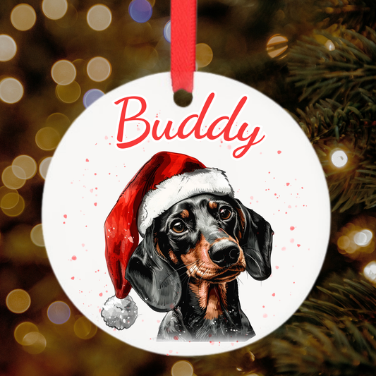 Personalised Christmas dog breed bauble, breeds A to M, by By Delilah
