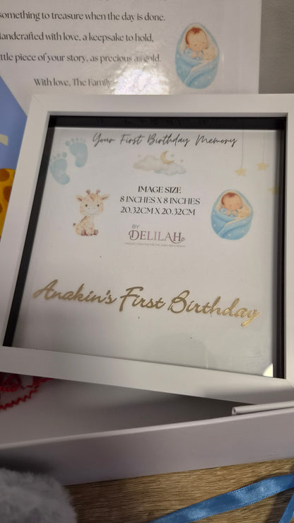 Keepsake box pictured in the First Birthday design