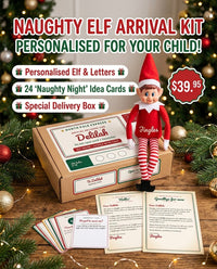 Personalised Naughty Elf Arrival Kit | Christmas Elf with Name + 24 Night Ideas