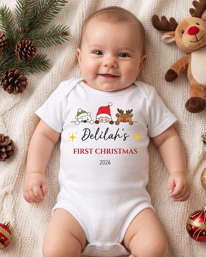Personalised Christmas Peekaboo Baby Bodysuit
