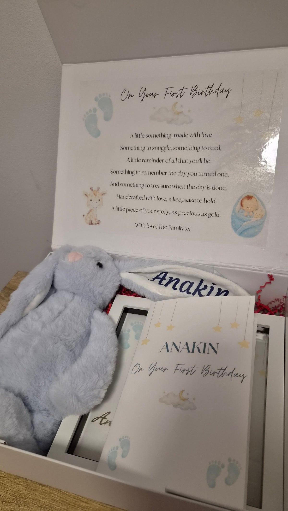 Keepsake box pictured in the First Birthday design