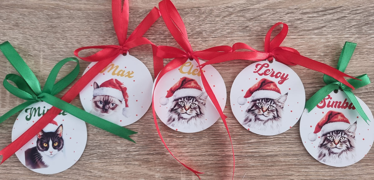 Personalised Christmas cat and dog breed baubles by By Delilah